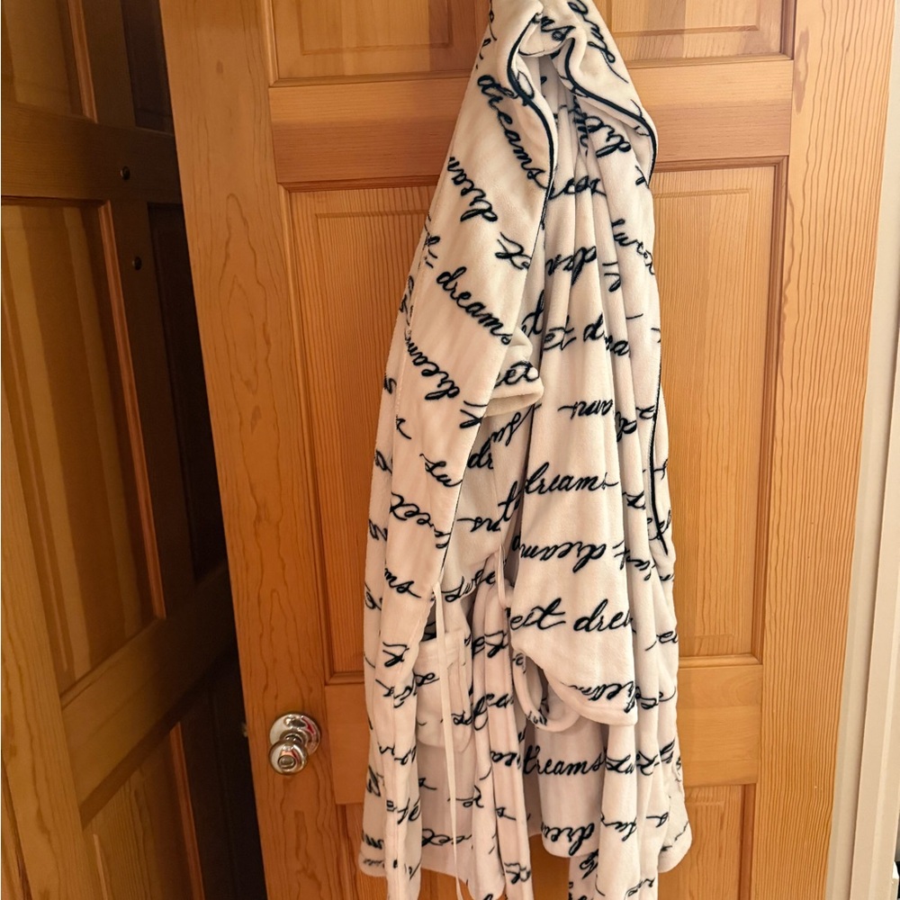 Victoria's Secret White and Black Script Robe